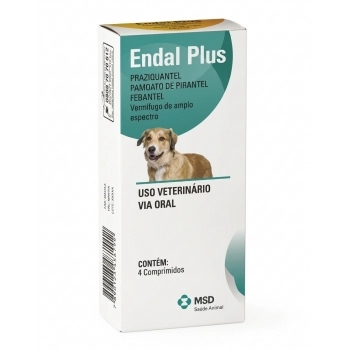 VERMÍFUGO ENDAL PLUS PARA CÃES COM 4 COMPRIMIDOS - MSD