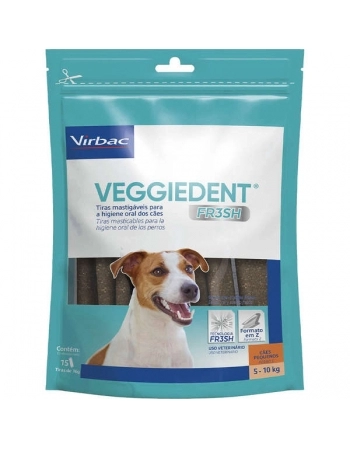 VEGGIEDENT FRESH -TIRAS MASTIGAVEIS PRA CÃES DE 5 A 10KG - PACOTE COM 15 TIRAS