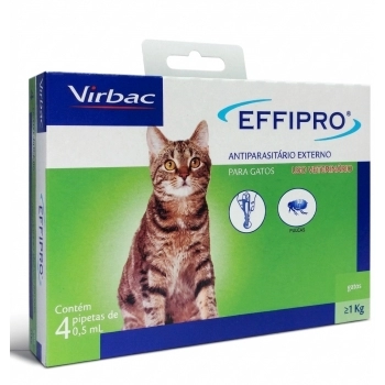 ANTIPULGAS E CARRAPATOS EFFIPRO PARA GATOS COM 4 PIPETAS - VRBAC