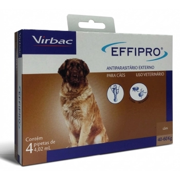 ANTIPULGAS E CARRAPATOS EFFIPRO PARA CÃES DE 40-60KG COM 4 PIPETAS - VRBAC