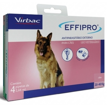 ANTIPULGAS E CARRAPATOS EFFIPRO PARA CÃES DE 20-40KG COM 4 PIPETAS - VRBAC