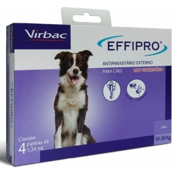 ANTIPULGAS E CARRAPATOS EFFIPRO PARA CÃES DE 10-20KG COM 4 PIPETAS - VRBAC