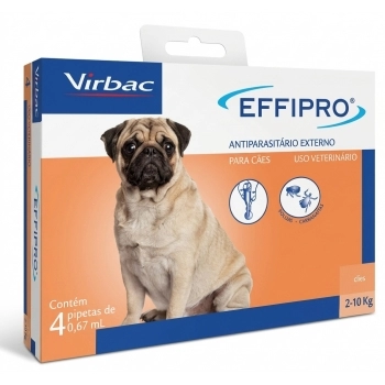 ANTIPULGAS E CARRAPATOS EFFIPRO PARA CÃES DE 2-10KG COM 4 PIPETAS - VRBAC
