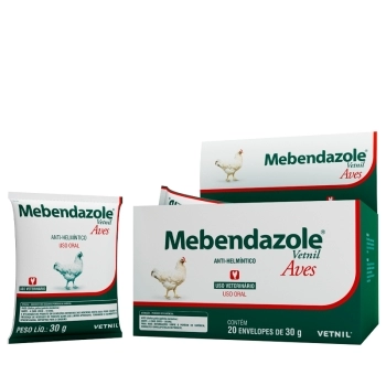 MEBENDAZOLE ANTI-HELMÍNTICO PARA AVES VETNIL DISPLAY COM 20 ENVELOPES DE 30G - VETNIL