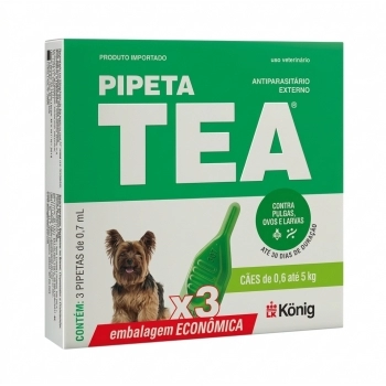 ANTIPULGAS PIPETA TEA PARA CÃES DE ATÉ 5KG EMBALAGEM ECONÔMICA COM 3 UNIDADES - KONIG